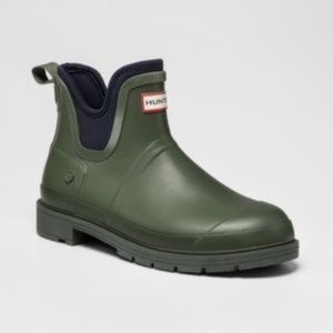 Hunter Target Ankle Rain Boot Mens Olive Green New